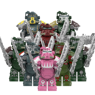 适配乐高游戏辐射T51机甲鲨鱼爱国者装甲骑士兵拼装积木人仔玩具