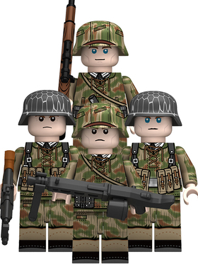 适配乐高军事43型沼泽迷你98K德军MG42士兵MP40拼装积木人仔玩具