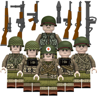 N683美军游骑兵积木巴祖卡汤姆森卡宾士兵拼装人仔适配乐高玩具