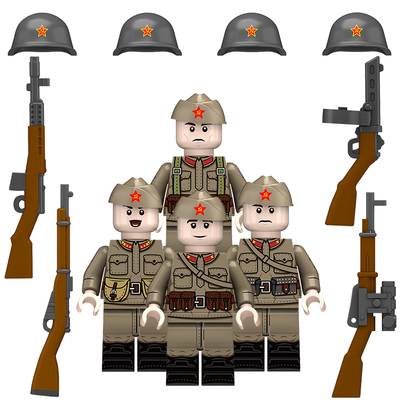 适配乐高睿智第三方积木苏联步兵莫辛纳甘德海军上尉拼装人仔玩具