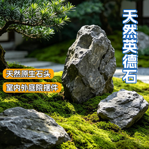 日式庭院造景青龙石新中式枯山水微景观英德石假山石摆件园林大块