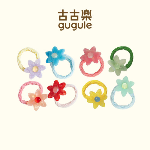 古古楽gugu朵花纹头绳醋酸发绳秋冬多巴胺女童高弹成人发饰百搭