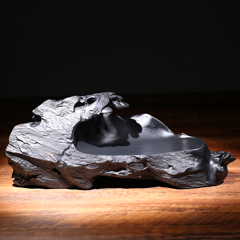 万石君安徽歙砚精选歙砚老坑黑龙尾原石匠心工艺名师设计文房四宝匠心制砚胜端砚高端书法专业砚台收藏摆设