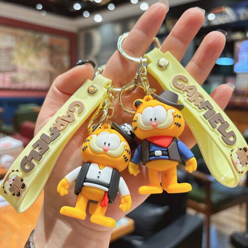 卡通加菲猫pvc钥匙扣可爱小猫公仔挂饰创意包包挂件钥匙链小礼物
