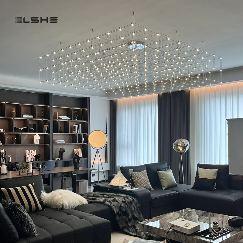 客厅吊灯高级感满天星萤火虫光立方高端网红意式饭厅家用吸顶灯具