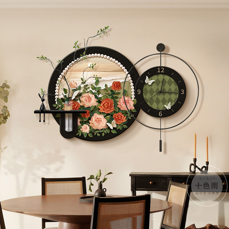 法式中古风玫瑰餐厅钟表装