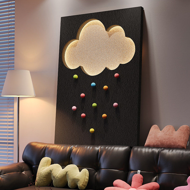 立体客厅装饰画现代简约沙发背景墙挂画高级感砂岩壁画灯2026新款