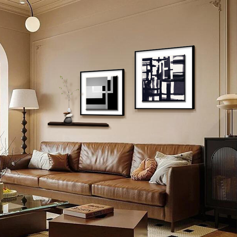 客厅装饰画抽象组合沙发背景墙挂画叠加立体玄关过道餐厅高档壁画图片
