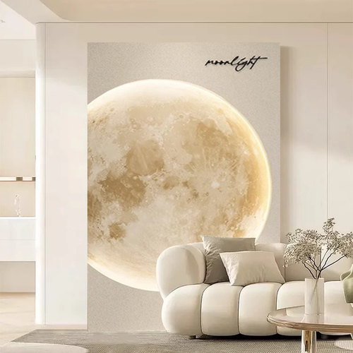 原木奶油风客厅装饰画壁灯