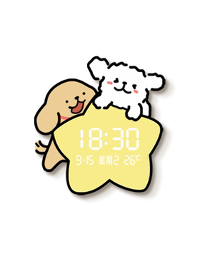 多巴胺挂钟客厅装饰画小狗