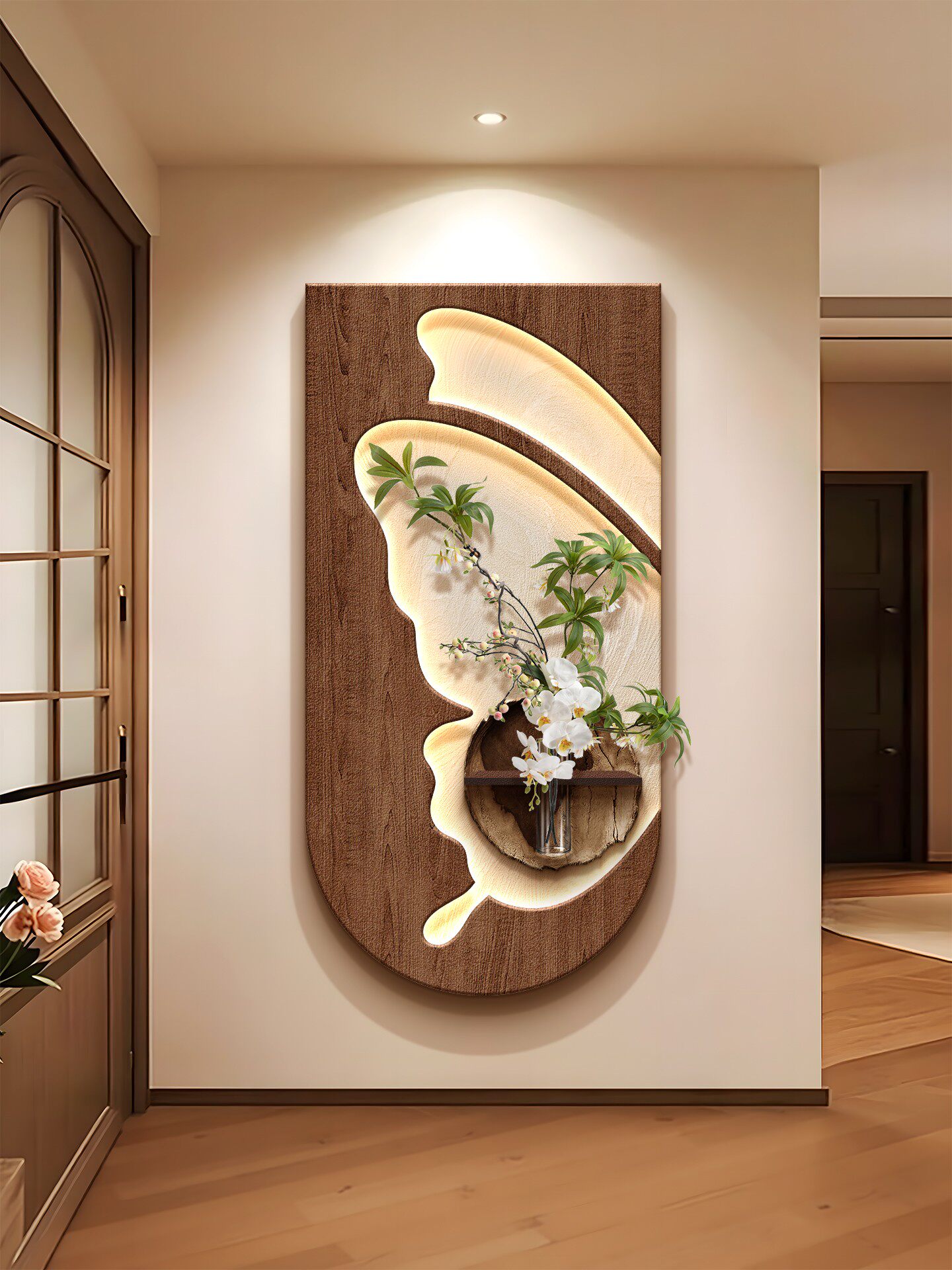 采购产品水培绿色植物，彷古风格入口装饰画，入口门，走廊过道挂