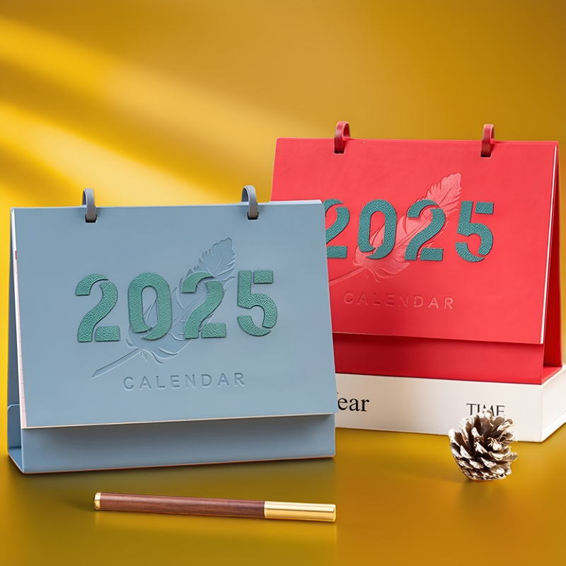 2025年新款台历皮架创意简约商务办公月历定制桌面摆件迷你可爱计划本ins风考研打卡小台历到2024记事日历本