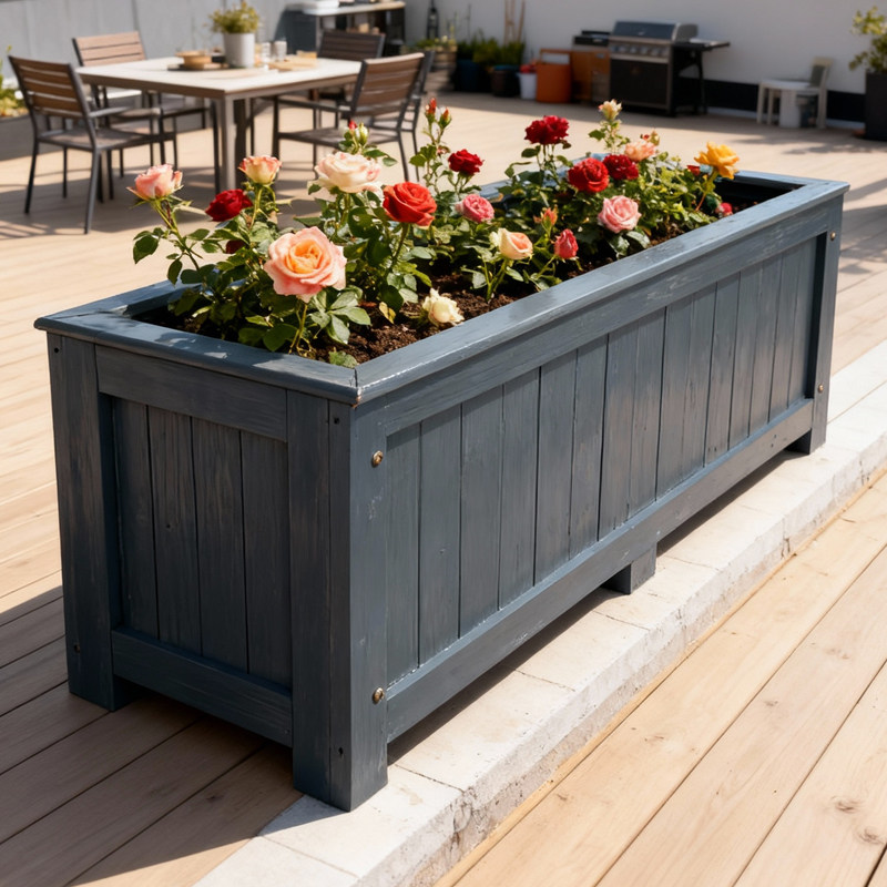 户外花箱庭院防腐木种植箱长方形木花槽室外花盆大号阳台种菜盆