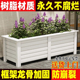 户外庭院种植箱白色树脂pvc塑木防腐木花箱花池花槽组合商业花盆