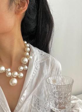 Bead Pearls Necklace Collarbone Chain Women's Elegant Pendan