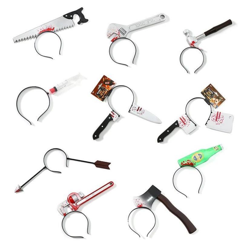 Halloween Hair Hoop Horror Blood Fake Ax Saws Knife Gothic H