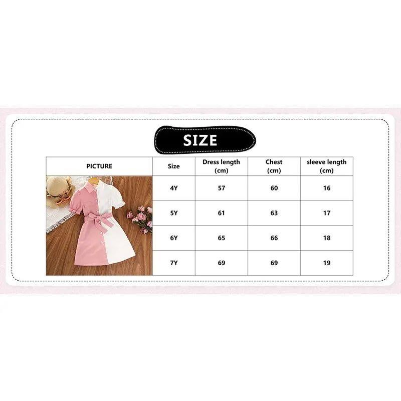 Shirt Dress for 4-7 Years Kids Pink and White Patchwork Shor