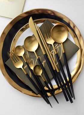 black gold steak knife fork spoon chopsticks set dinnerware