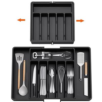 跨境新品Expandable Utensil Tray 抽屉可扩展餐具托盘刀叉收纳盒