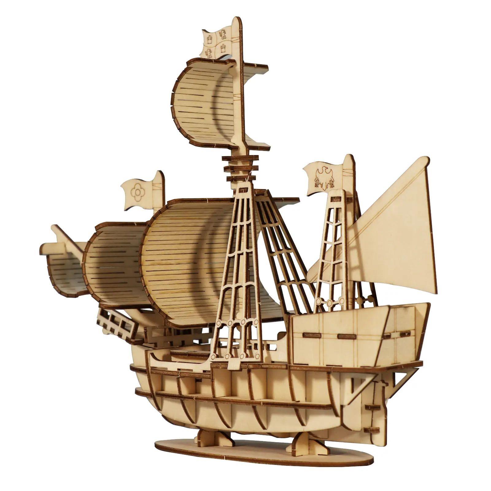 3D Wooden Puzzles Ocean Sailboat Model Kits Brainteaser Chri