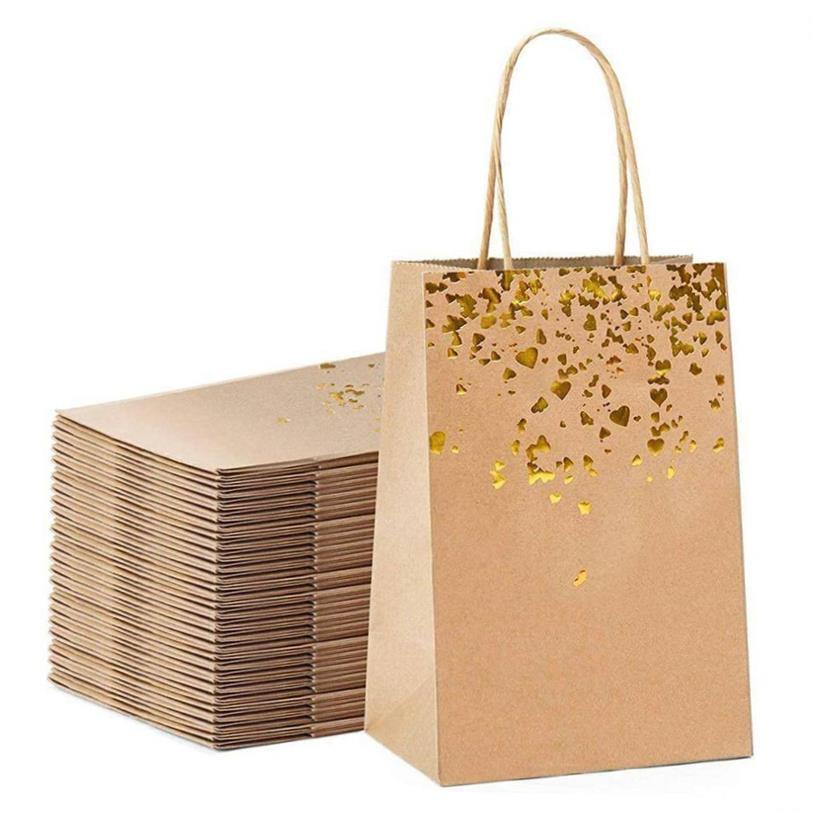 12pcs Kraft Paper Bags Snowman Christmas Gift Bags with Hand