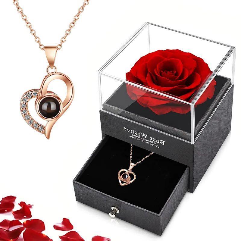 Projection Necklace Set With Rose Gift Box 100 Languages I L