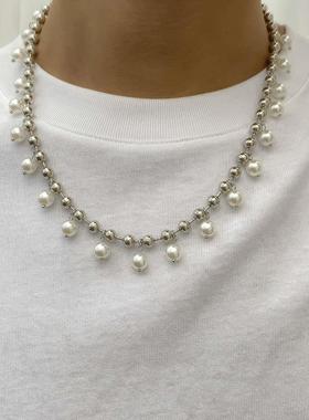 Pearl necklace simple temperament single-layer bead chain h1