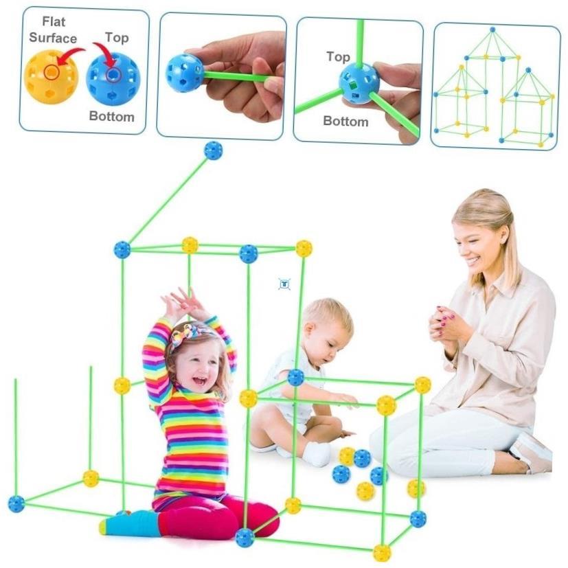 Fort Building Kit Construction Set kids Toy Tents Fortress