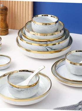 Marble Dinner Plate Set Ceramic Kitchen Plate Tableware Set1