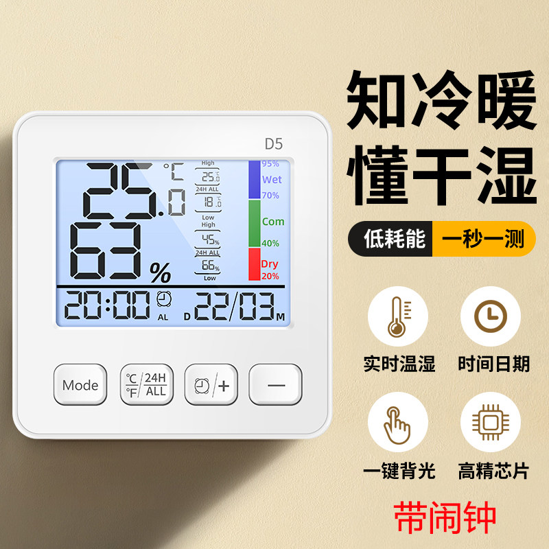 高精度多功能电子温湿度计测温计家用数显温度表婴儿房室内办公室