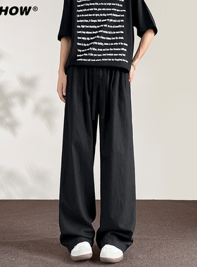 VIISHOW纯棉黑色裤子男士2025年春新款宽松直筒阔腿百搭休闲长裤