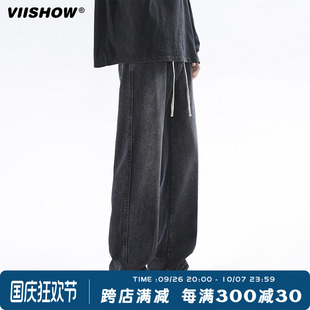 宽松百搭直筒潮牌cleanfit阔腿裤 新款 子 男夏季 VIISHOW水洗牛仔裤