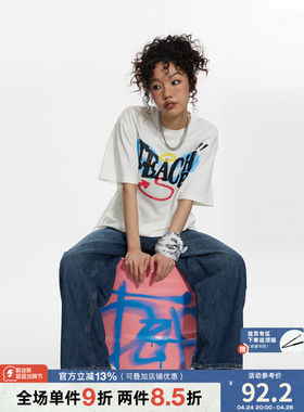 TEACH PEACE/TPC恋人契约美式涂鸦短袖天使恶魔手绘宽松半袖T恤夏