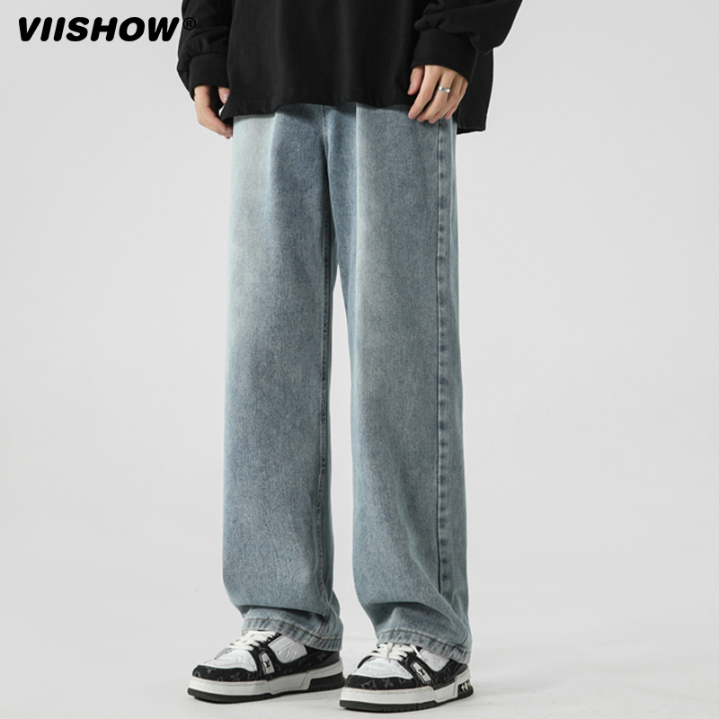 VIISHOW牛仔裤男直筒阔腿