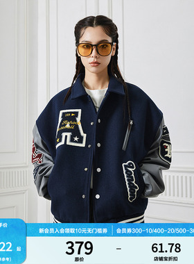 A chock美式cleanfit立领重磅刺绣棒球服潮牌宽松外套高级男夹克