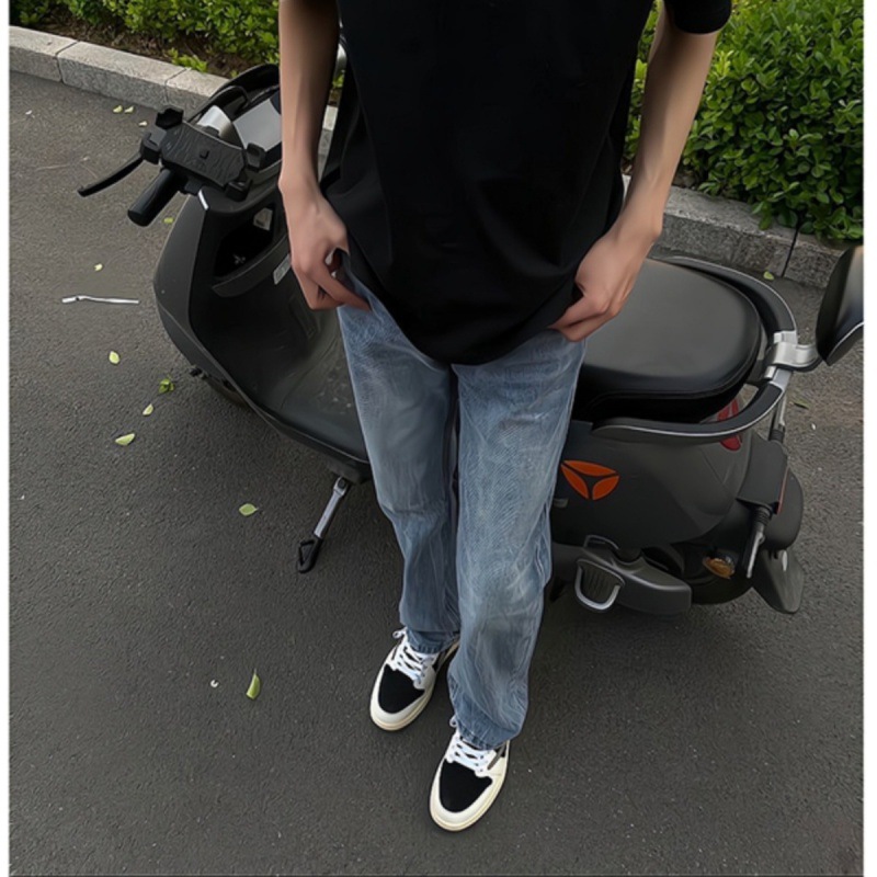 美式复古闪电竹节纹微喇