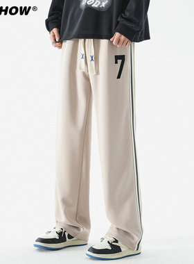 VIISHOW美式休闲裤子男生潮流黑色直筒卫裤新款宽松阔腿运动长裤