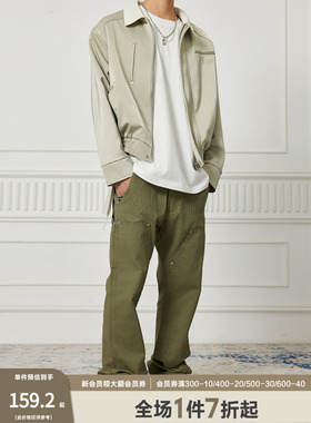 Achock美式复古直筒黑色宽松伐木裤男潮牌宽松街头休闲长裤春秋季