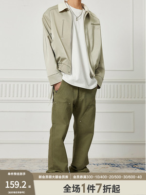 Achock美式复古直筒黑色宽松伐木裤男潮牌宽松街头休闲长裤春秋季