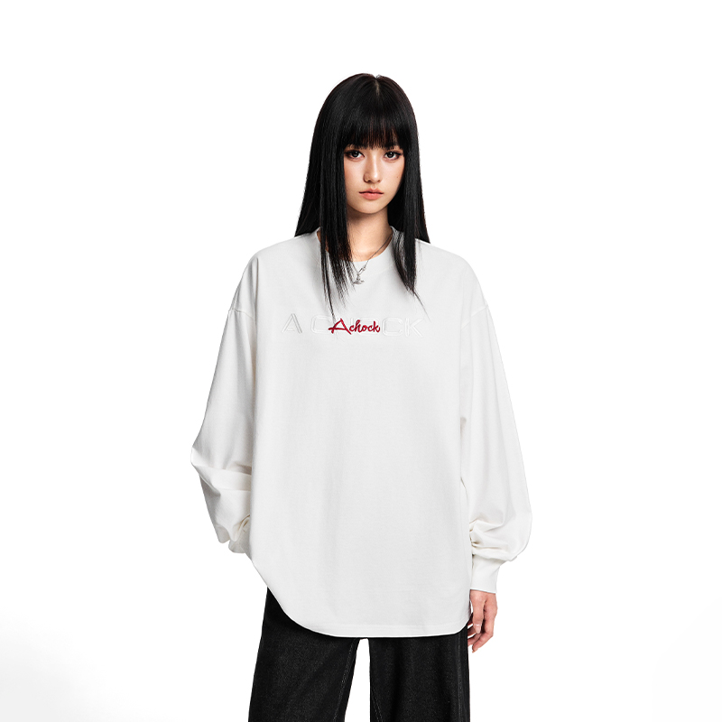 【Achock官方店】基础款简约logo刺绣圆领打底上衣潮流新款长袖t