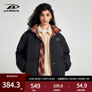 休闲格子双面穿棉服潮牌原创秋冬款 授权美式 保暖棉衣 chock正品