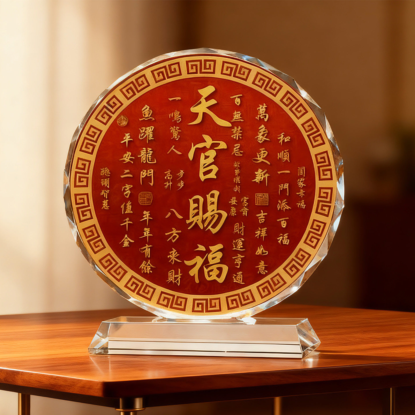 天官赐福水晶摆件桌面客厅玄关办公室装饰风水乔迁新居礼品招财,家居饰品,桌面摆件,淘宝优惠券,粉丝福利购,淘宝优惠卷