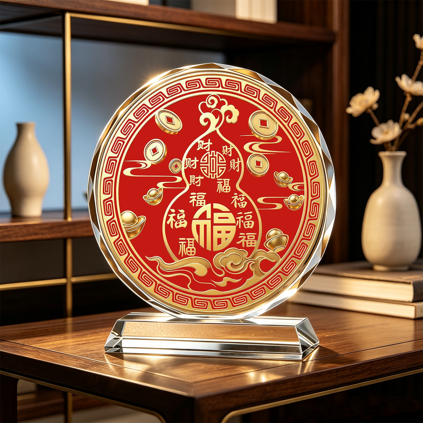 百福葫芦新中式水晶摆件玄关桌面桌面摆件