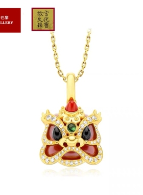 调太幅18K金国潮舞狮项链