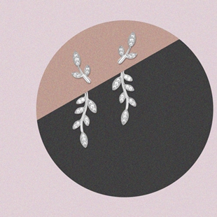 加拿大设计师橄榄枝耳钉 女纯银镀黄金色树叶子耳环简约个性礼物