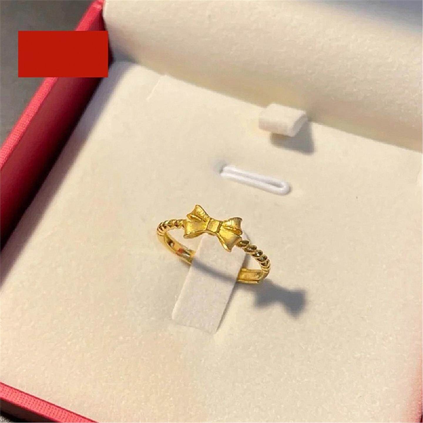 18K金蝴蝶结麻花边戒指 女纯银在逃公主指环黄金百搭送礼潮