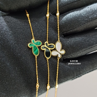 调太幅22K金无.敌蝴蝶手链女纯银孔雀石白贝母红玉髓粉贝四叶草潮