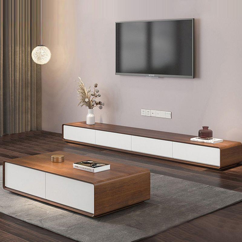 极简地柜卧室电视柜胡桃色小户型网红客厅超窄全实木落地整装地台