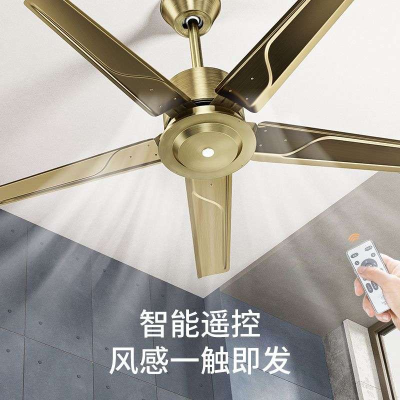 钻石牌风扇五叶大风力不锈钢吊扇家用客厅餐厅工业简约吊式电风扇