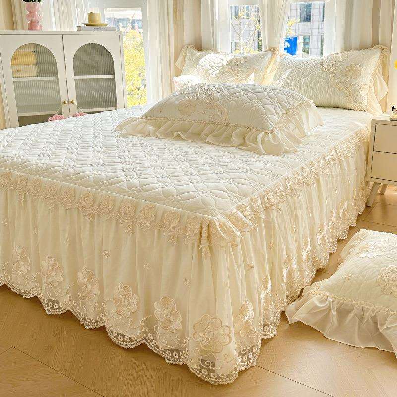 韩式床裙床罩单件夹棉床单高档床盖保护罩精美防尘套